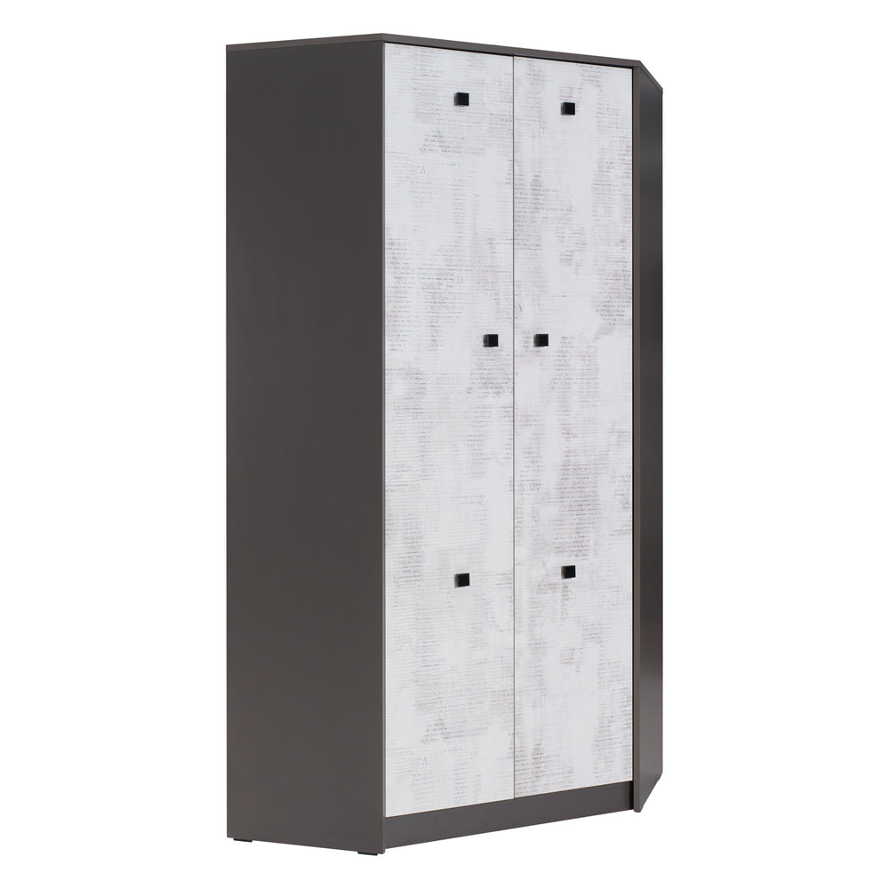 Tommy Eckkleiderschrank 92 cm mit 2 Türen – Graphit / Enigma