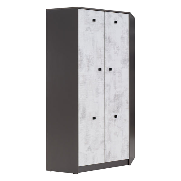 Tommy Eckkleiderschrank 92 cm mit 2 Türen – Graphit / Enigma