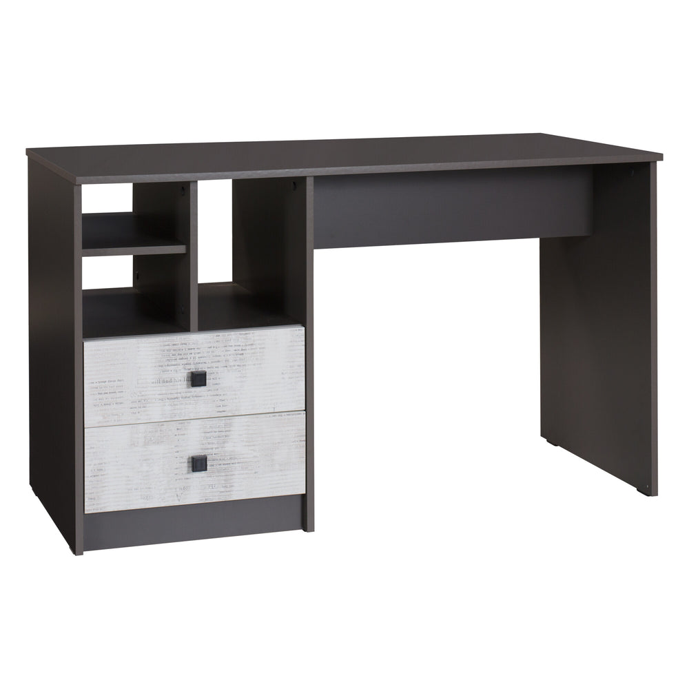 Tommy Schreibtisch 130 cm mit 2 Schubladen – Graphit / Enigma