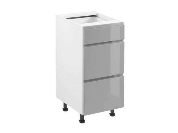 Unterschrank 40 cm – Velmora D40S3 Grau / Hochglanz
