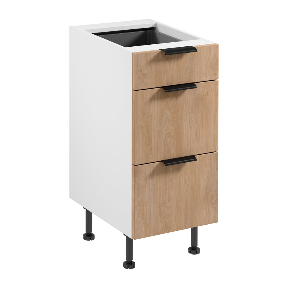 Unterschrank D40S3 AX – Sorento Weiß Sonoma Eiche – Praktisches Design mit 3 Schubladen