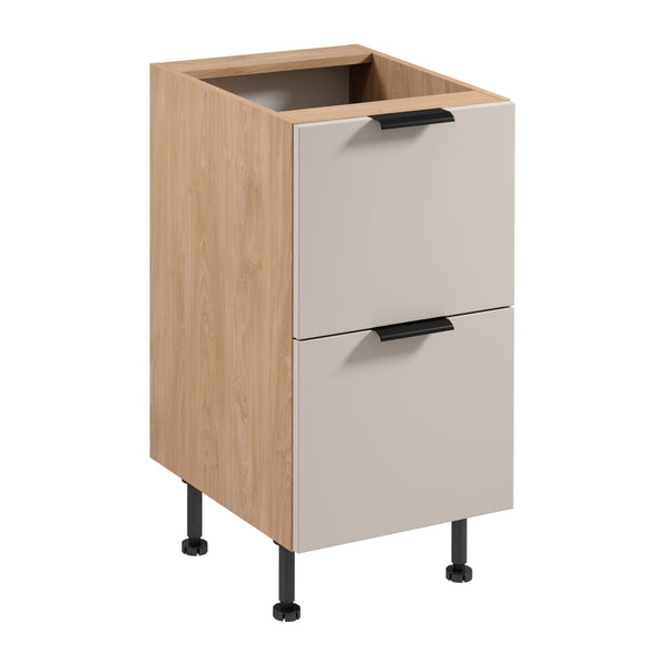 Unterschrank D45S2 AX – Sorento Beige Sonoma Eiche – Elegantes Design für eine aufgeräumte Küche.