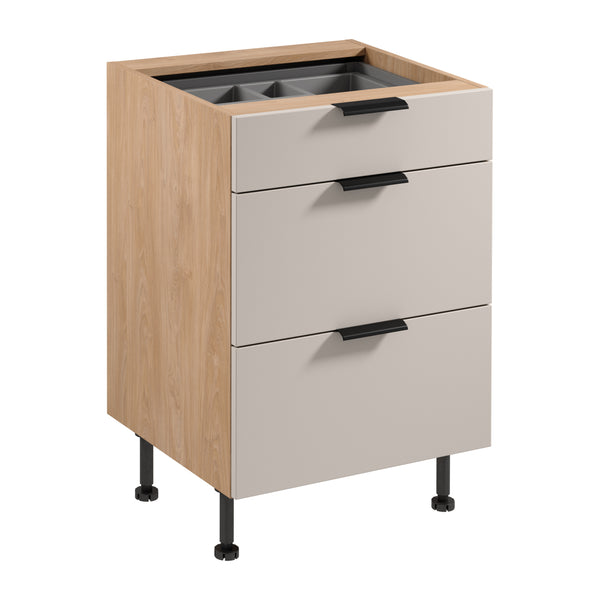 Unterschrank D60S3 AX – Sorento Beige Sonoma Eiche – Funktionalität trifft Eleganz.