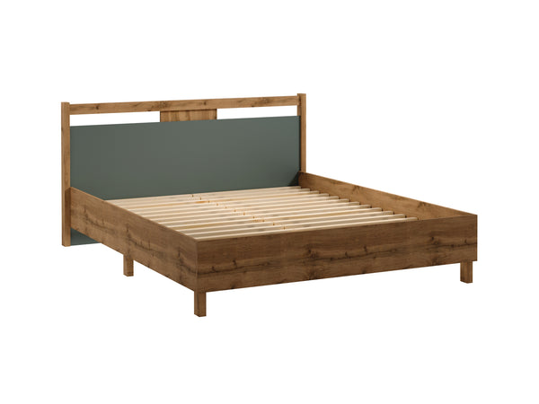Velario Stilvolles Doppelbett 160x200 cm in Wotan Eiche – Modernes Schlafzimmerbett mit Lattenrost