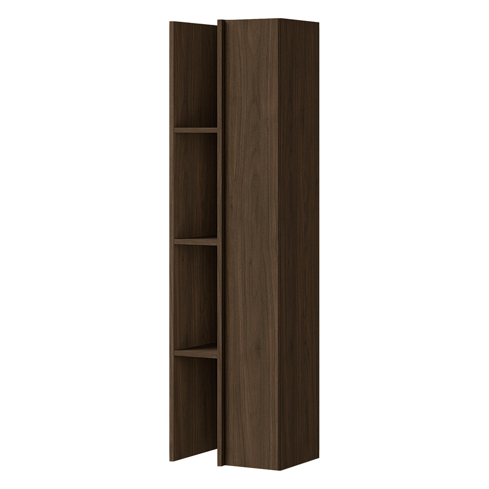 Velor Hochregal 40 cm mit 1 Tür und offenen Fächern – Walnuss Villa