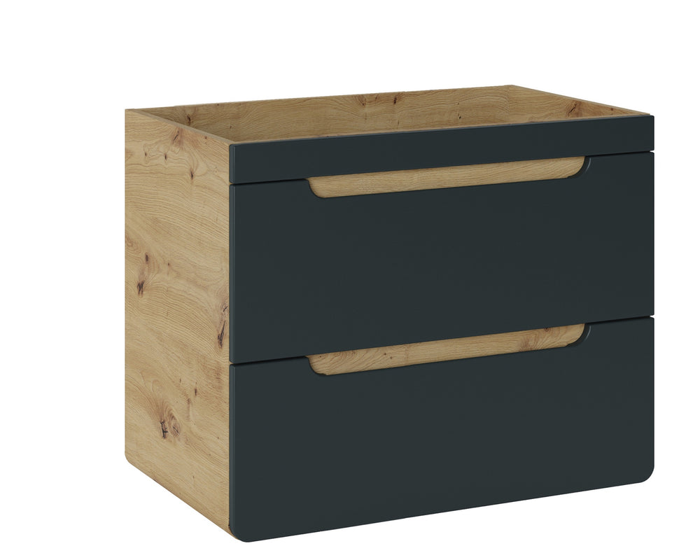 Waschbeckenunterschrank Amaris Cosmos Grau 70 × 59 × 40 cm mit 2 Schubladen