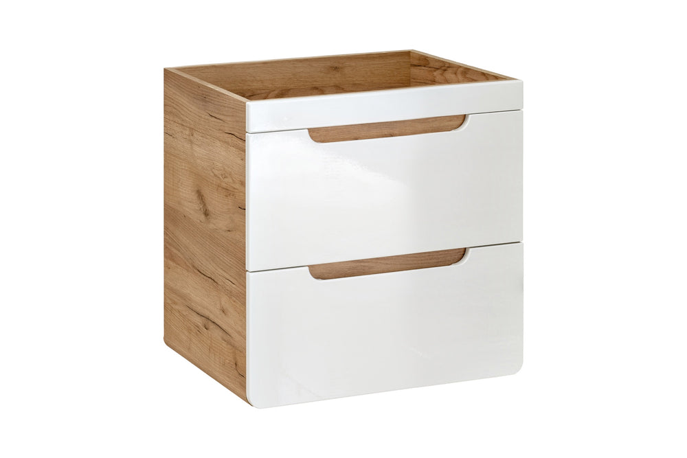 Waschbeckenunterschrank Amaris Weiß Hochglanz 60 × 59 × 46 cm mit 2 Schubladen
