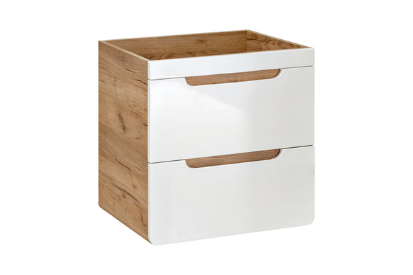 Waschbeckenunterschrank Amaris Weiß Hochglanz 60 × 59 × 46 cm mit 2 Schubladen