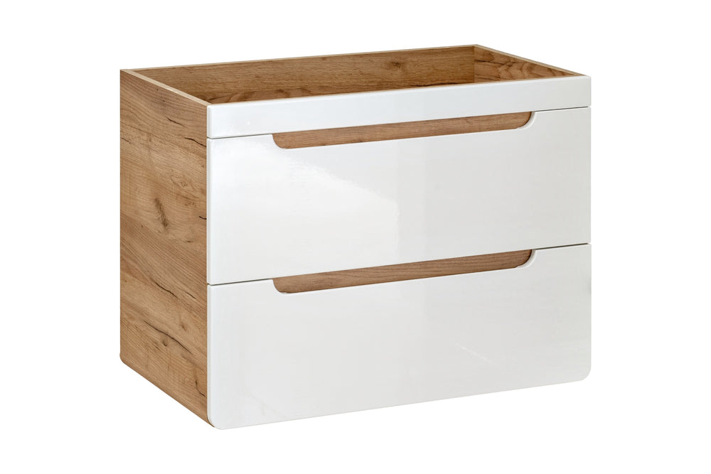 Waschbeckenunterschrank Amaris Weiß Hochglanz 80 × 59 × 46 cm mit 2 Schubladen
