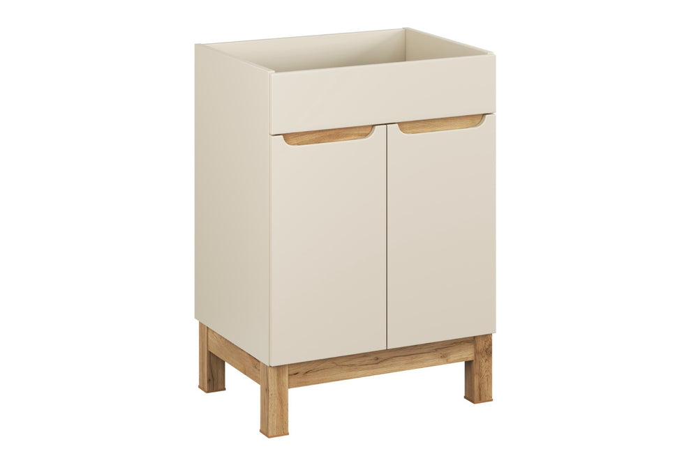 Waschbeckenunterschrank Balvina Kaschmir matt 60 × 84 × 46 cm mit 2 Türen