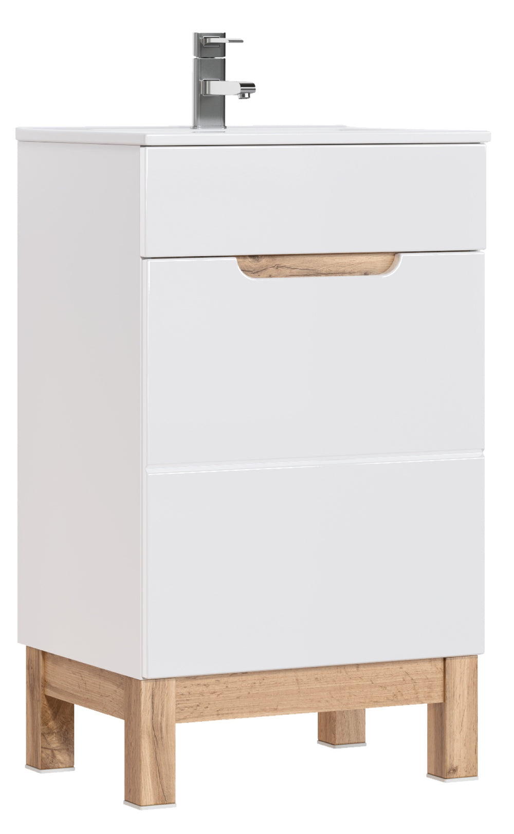 Waschbeckenunterschrank Balvina Weiß Hochglanz 50 × 84 × 39 cm mit 1 Tür