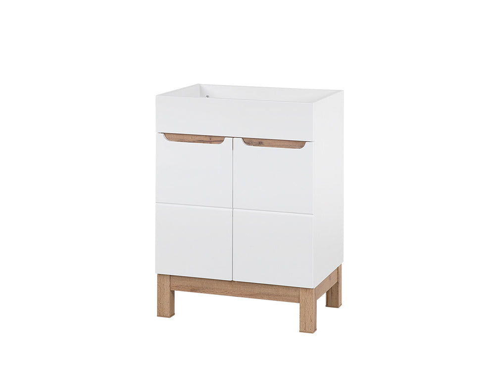 Waschbeckenunterschrank Balvina Weiß Hochglanz 60 × 84 × 45,5 cm mit 2 Türen