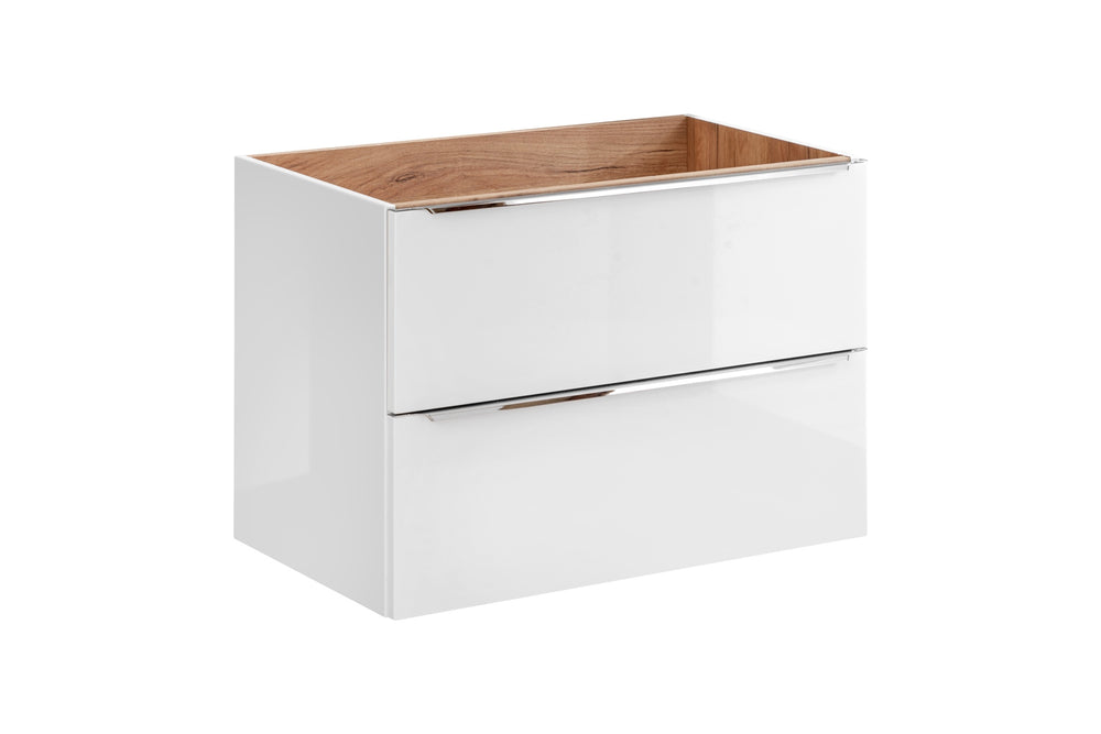 Waschbeckenunterschrank Caprena Weiß Hochglanz 80 × 57 × 46 cm mit 2 Schubladen