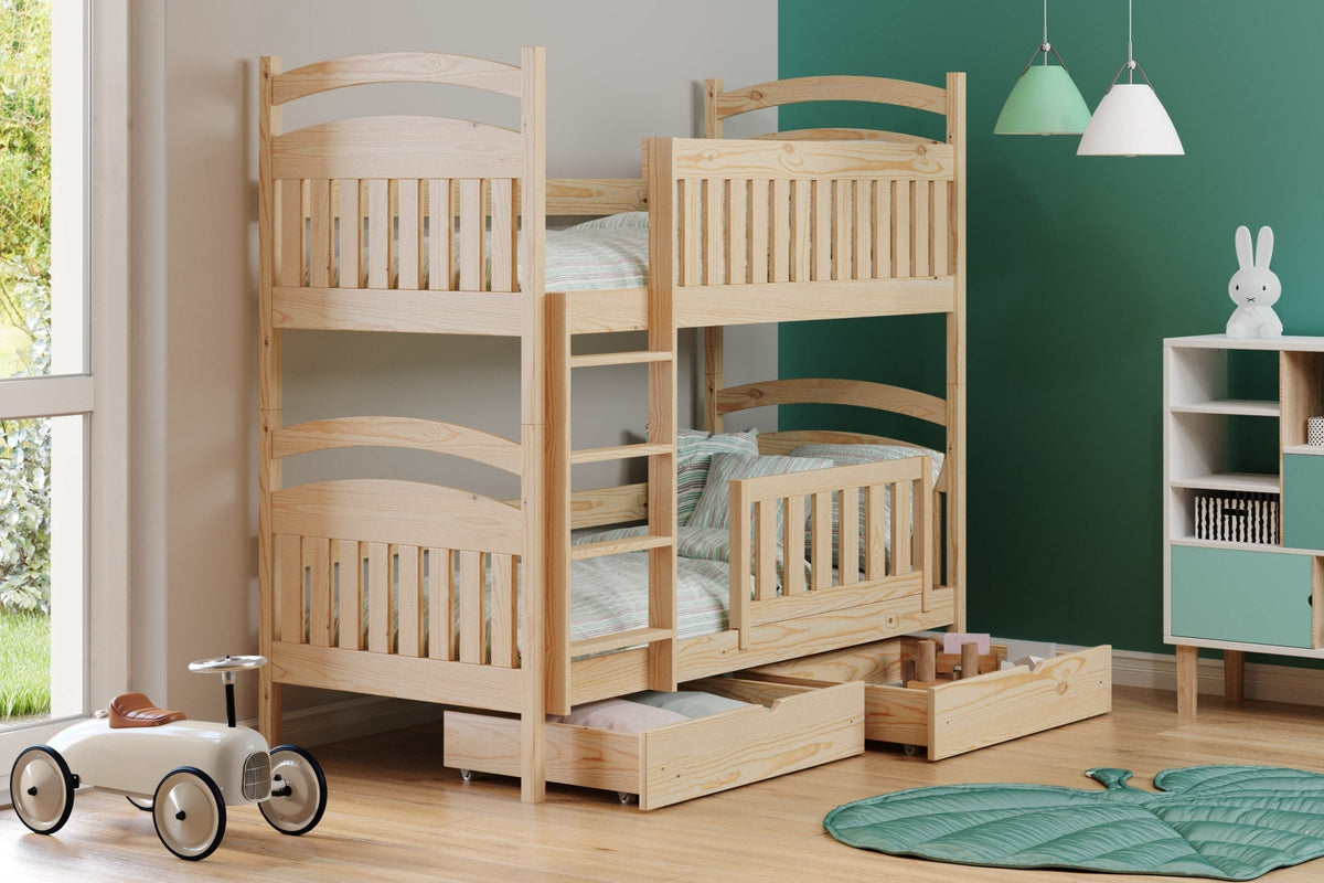 Geschwisterzimmer mit Etagenbett Amely in Weiß und Kiefer mit Leiter