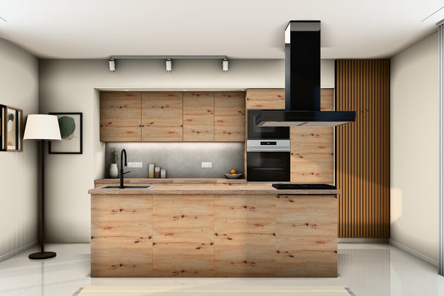 Projektküchen bei ROYAL24: Inselküche Nexa Woodline und Artisan-Eiche mit 330 cm Zeile und 240 cm Insel