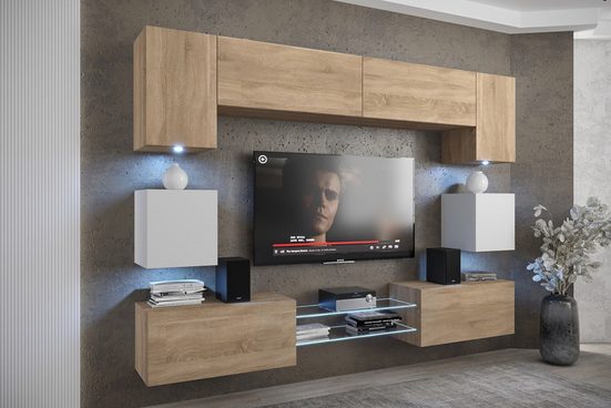 Wohnwand - Smart gestaltete Wohnwand, (Komplett Set, 10-St., Premium - ANX1)