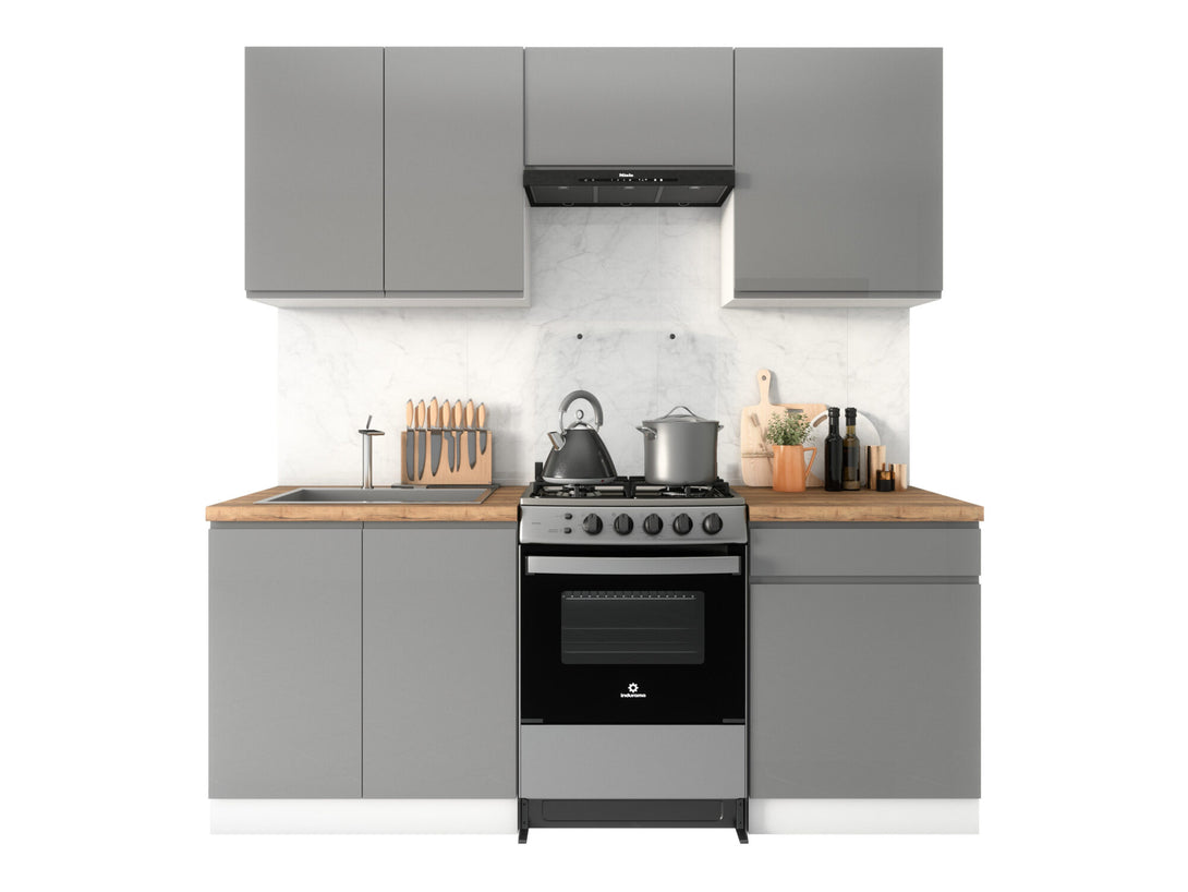 Küchenzeile - Aspen - Grau Oder Weiß (Hochglanz) - K36-G200 cm - ROYAL24_MARKT