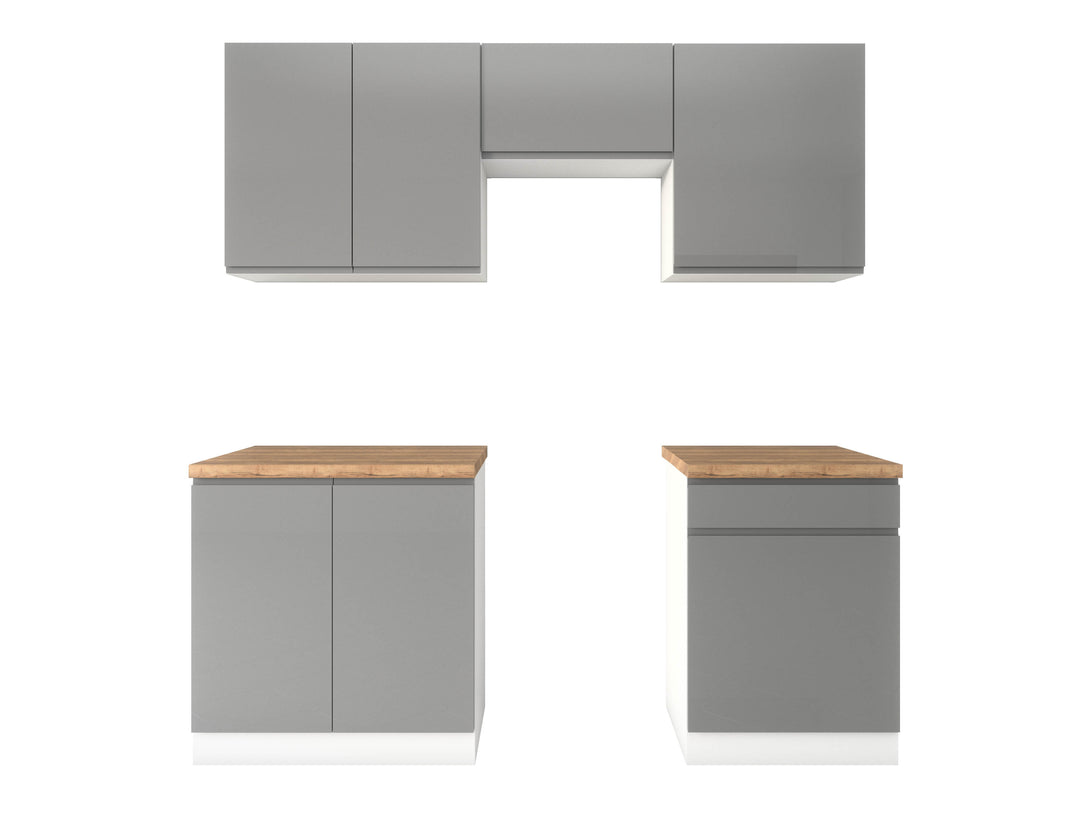 Küchenzeile - Aspen - Grau Oder Weiß (Hochglanz) - K36-G200 cm - ROYAL24_MARKT