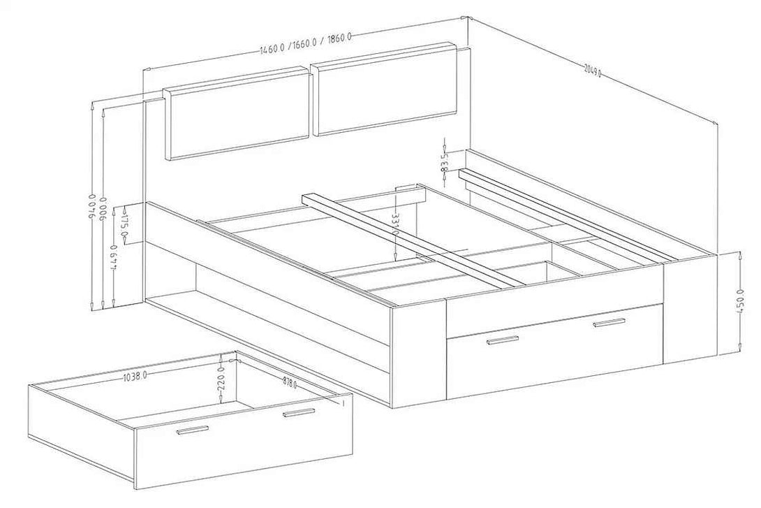 Schlafzimmer-Set - Galaxy - Clever um reichlich Platz zu sparen.