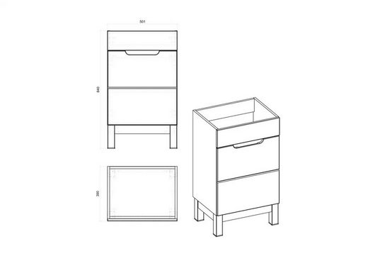Waschbeckenschrank - Badschrank - Bali White - Modernes und stilvolles Design.