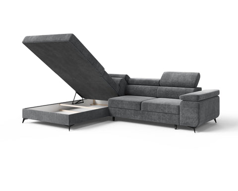 Ecksofa Ostin – Elefantengrau – Ottomane links
