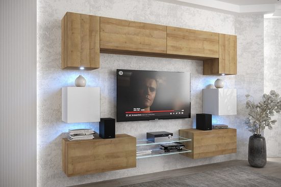 Wohnwand - Smart gestaltete Wohnwand, (Komplett Set, 10-St., Premium - ANX1)