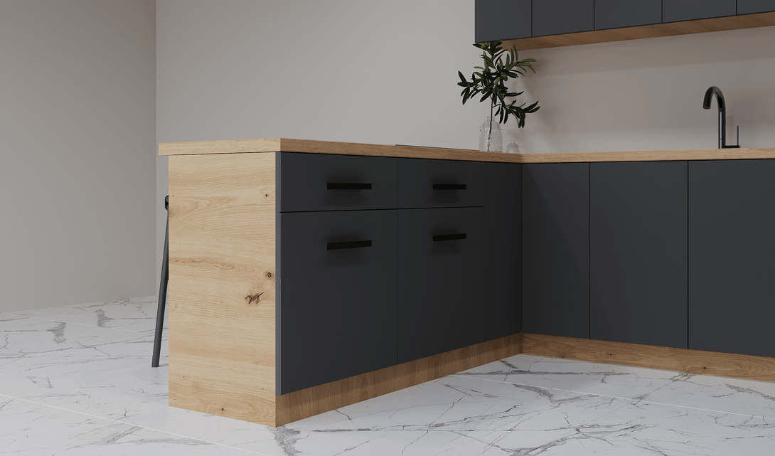 Küchenzeile - K106-G860 - Langen Grau - Design für höchste Ansprüche - ROYAL24_MARKT