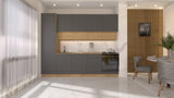 Nexa Küchenzeile  KÜ06-L – Grau & Woodline – 300 cm – Moderne Familienküche mit Hochschrank und großzügigem Stauraum