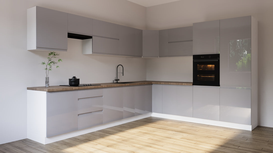 Winkelküche K92-G350 - Aspen Grau - Schlicht, funktional und elegant - ROYAL24_MARKT