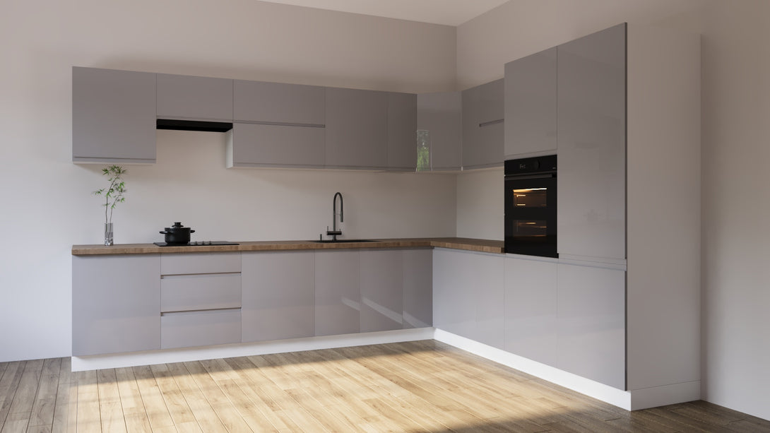 Winkelküche K92-G350 - Aspen Grau - Schlicht, funktional und elegant - ROYAL24_MARKT