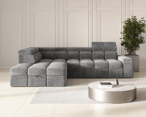 Ecksofa Bianco – Grau – Ottomane links