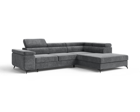Ecksofa Ostin – Elefantengrau – Ottomane rechts