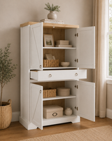 Bellmont Sideboard mit 4 Türen und 1 Schublade – Opalweiß / Cremona Eiche
