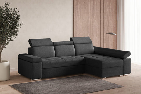 Ecksofa Toronto – Dunkelgrau – Ottomane rechts