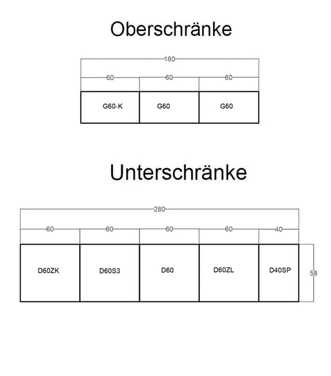 Küchenzeile Velmora Weiß Hochglanz – 280 cm – KÜ-AS-024