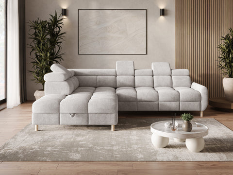 Ecksofa Bun – Hellgrau – Ottomane links