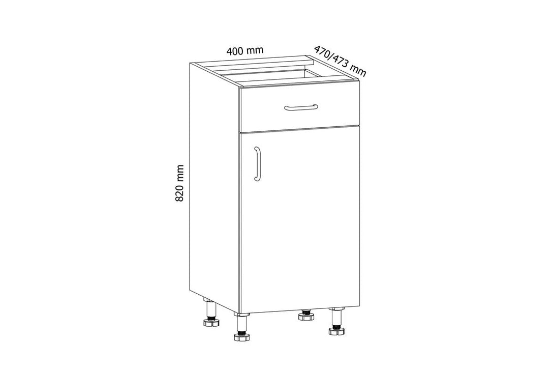 Unterschrank 40 cm - Aspen D40S1 P/L Weiß/Hochglanz