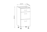 Unterschrank 40 cm - Aspen - Aspen D40S3 Grau / Hochglanz - ROYAL24_MARKT