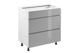 Küchenzeile - Aspen - Weiß Oder Grau (Hochglanz) - K40-G340 cm - ROYAL24_MARKT