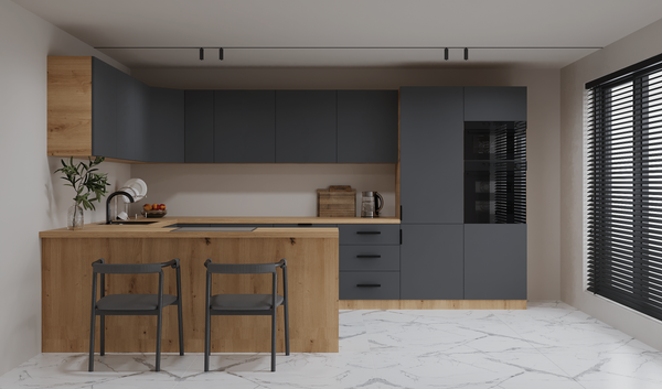 Küchenzeile - K106-G860 - Langen Grau - Design für höchste Ansprüche - ROYAL24_MARKT