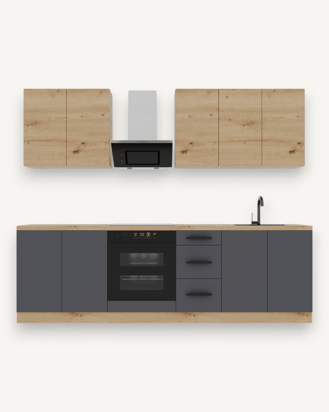 Küchenzeile K97-G260 - Langen Grau Artisan - Smart geplant für maximalen Nutzen - ROYAL24_MARKT