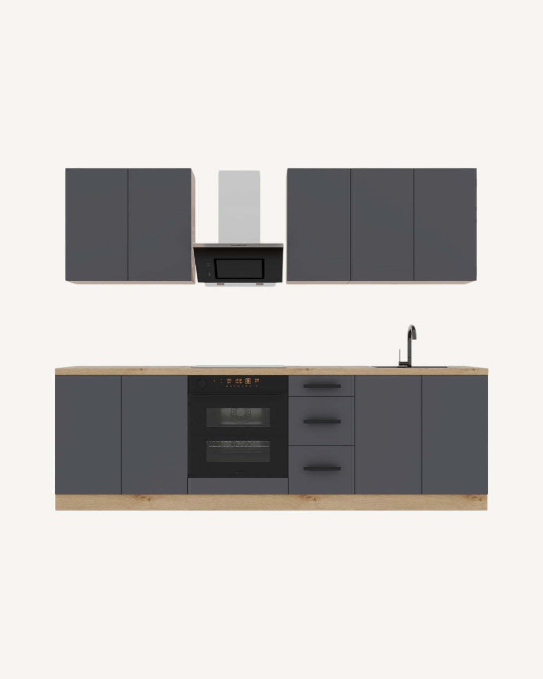 Küchenzeile K97-G260 - Langen Grau - Smart geplant für maximalen Nutzen - ROYAL24_MARKT