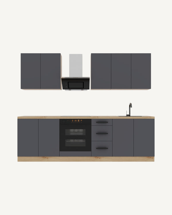 Küchenzeile K97-G260 - Langen Grau - Smart geplant für maximalen Nutzen - ROYAL24_MARKT