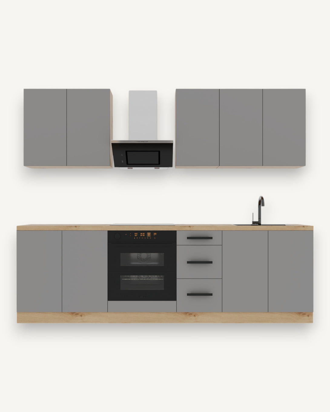 Küchenzeile K97-G260 - Langen Beige - Smart geplant für maximalen Nutzen - ROYAL24_MARKT