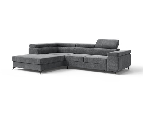 Ecksofa Ostin – Elefantengrau – Ottomane links