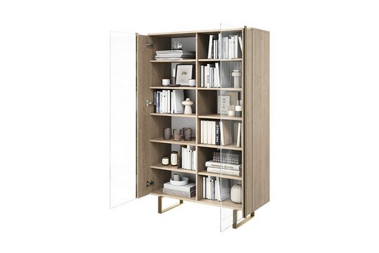 Glasvitrine 120 cm  - VERICA- Zehn Regale für viel Stauraum.