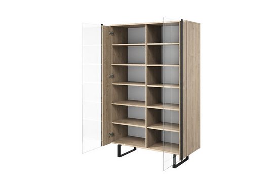 Glasvitrine 120 cm  - VERICA- Zehn Regale für viel Stauraum.