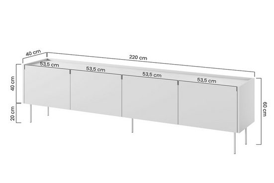 TV-Schrank 220 cm, 170 cm, 120 cm TV-Schrank - DESIN - Modernes Design, das Eleganz und Funktion vereint.