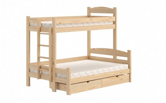 Etagenbett links 207 cm  - Ökologisch lackiertes Hochbett für Kinder.