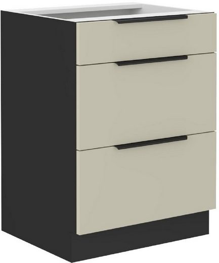 Unterschrank 60 D 3S BB - ARONA - klarideal für eine saubere und moderne Küchenoptik. - ROYAL24_MARKT